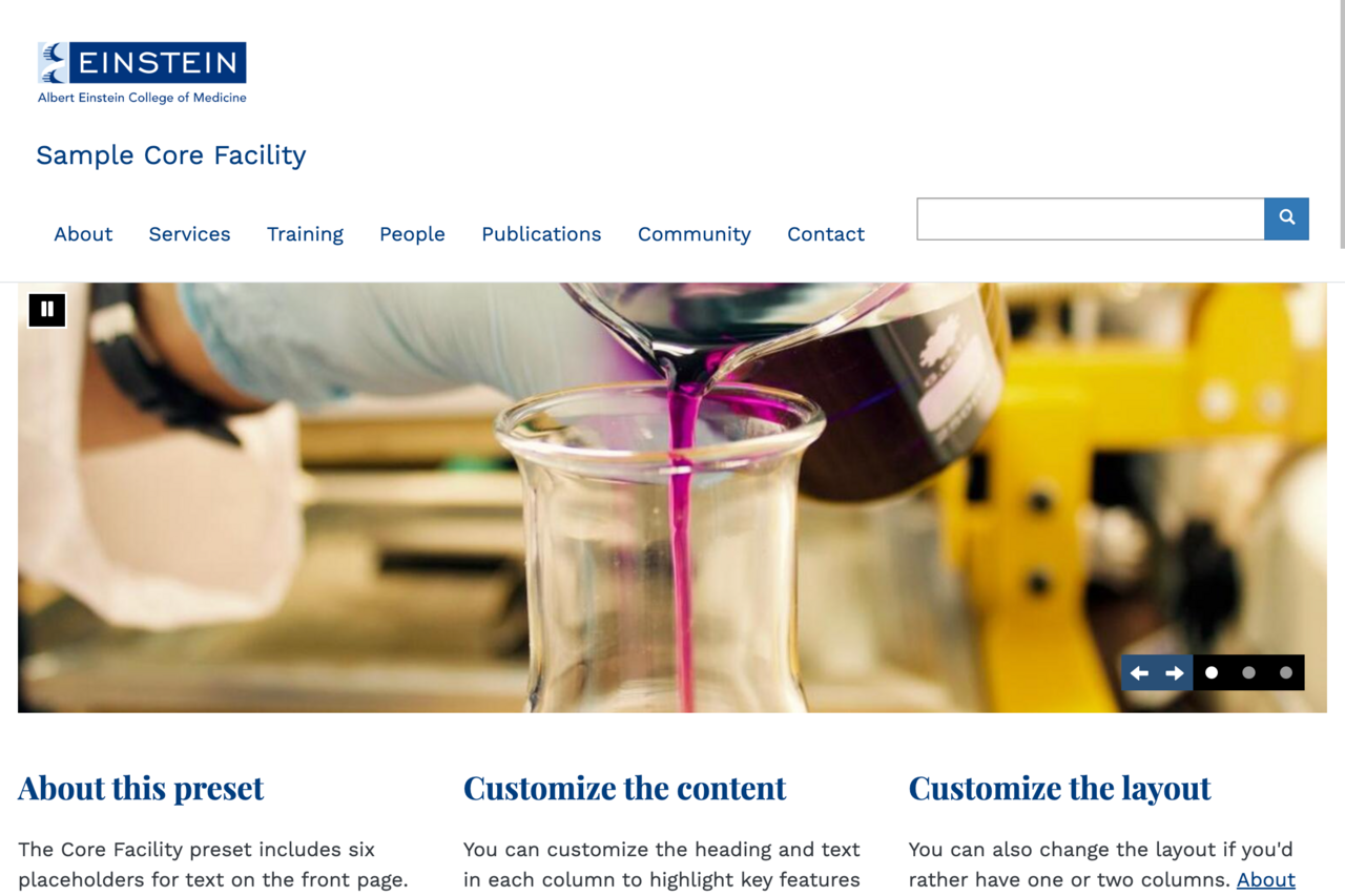 AECM Core Facility screenshot